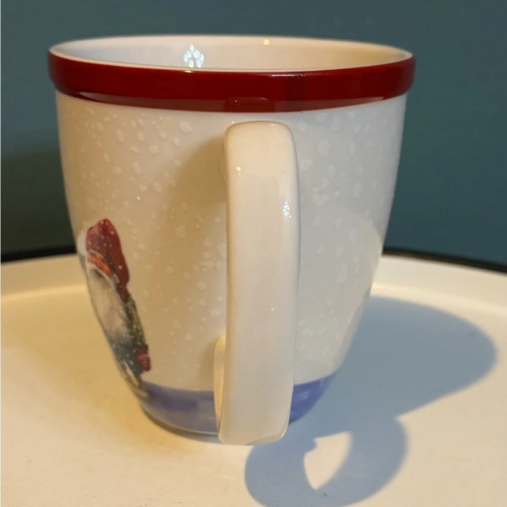 Pair of Williams Sonoma Nordic Elf Festive Snowman and Gnome Stoneware Mugs
